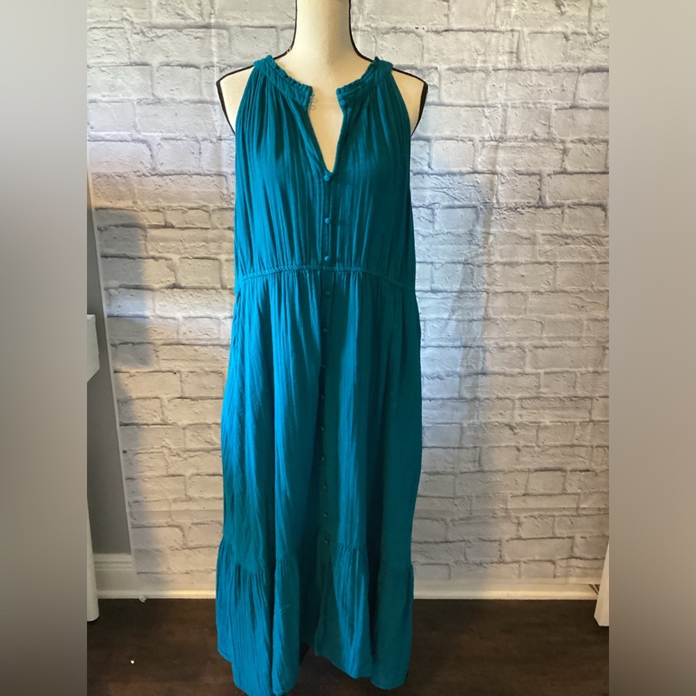 Terra & Sky - Women’s Plus Dark Teal Maxi Dress